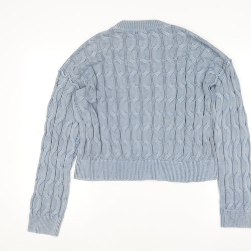 New Look Women Blue Cable-Knit Cotton Jumper Size M