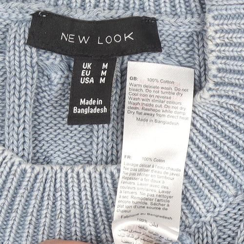 New Look Women Blue Cable-Knit Cotton Jumper Size M