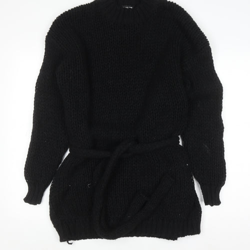 PrettyLittleThing Women’s Black Knit Belted Jumper Dress Size S