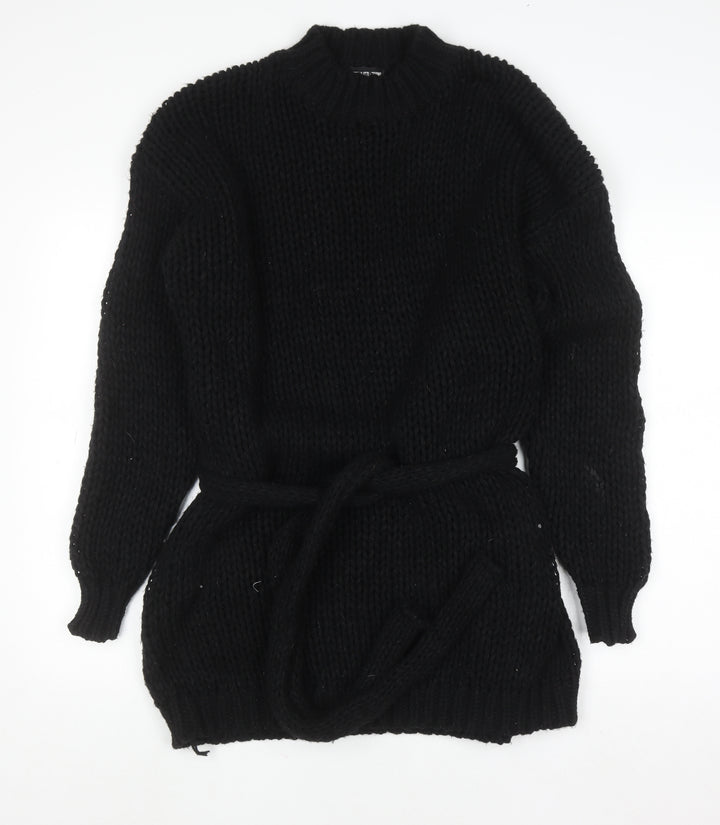 PrettyLittleThing Women’s Black Knit Belted Jumper Dress Size S