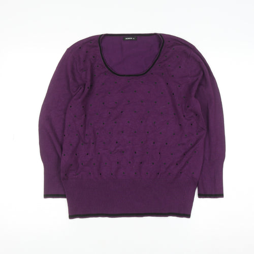 Roman Women’s Purple Polka Dot Scoop Neck Long Sleeve Jumper Size 18