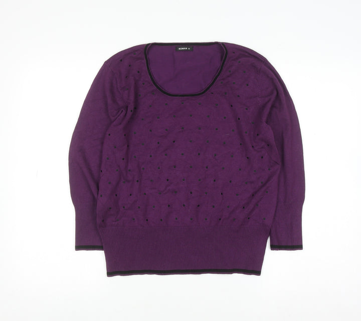 Roman Women’s Purple Polka Dot Scoop Neck Long Sleeve Jumper Size 18