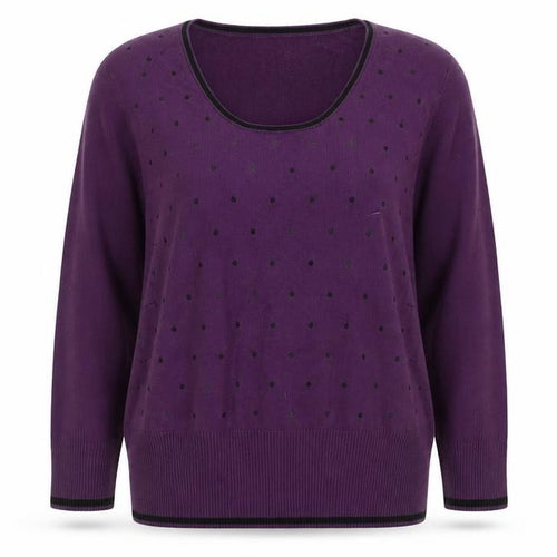 Roman Women’s Purple Polka Dot Scoop Neck Long Sleeve Jumper Size 18