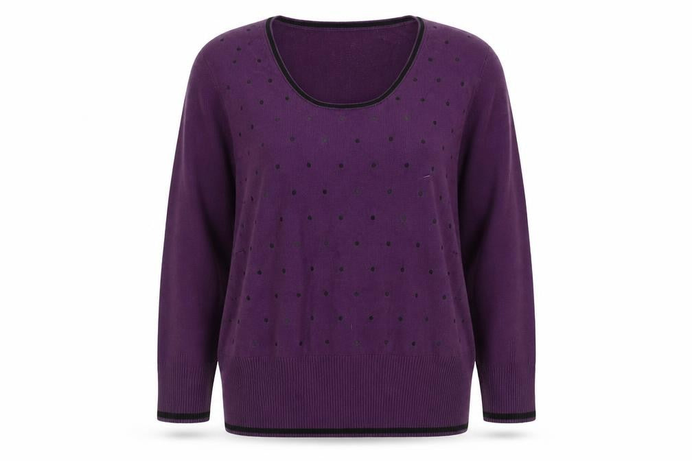 Roman Women’s Purple Polka Dot Scoop Neck Long Sleeve Jumper Size 18