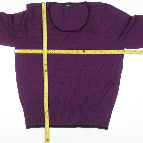 Roman Women’s Purple Polka Dot Scoop Neck Long Sleeve Jumper Size 18