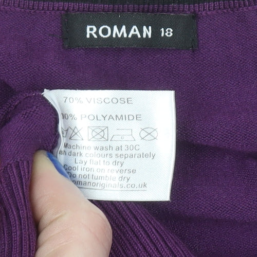 Roman Women’s Purple Polka Dot Scoop Neck Long Sleeve Jumper Size 18
