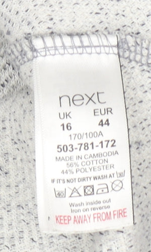 Next Women’s Grey Collared Knit Long Sleeve Open Cardigan Size 16