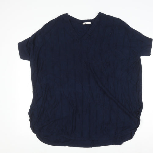 Tu Women’s Blue V-Neck Short Sleeve Knit Top Size 14