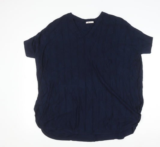 Tu Women’s Blue V-Neck Short Sleeve Knit Top Size 14