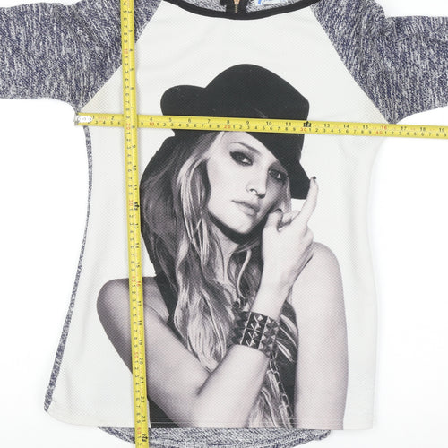 Jump & Fish Women's Grey Graphic Long Sleeve Jersey Top Size S/M