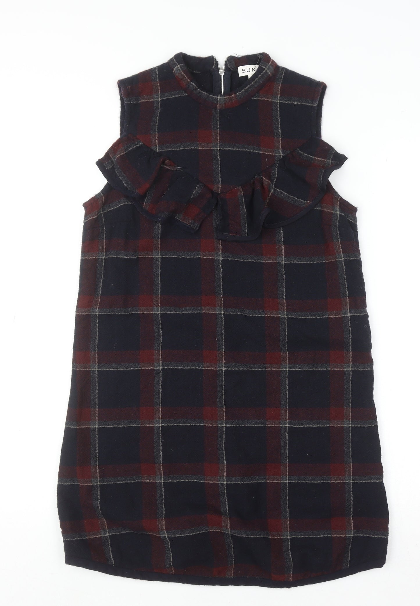SUNO Women’s Multicoloured Wool Silk Sleeveless Shift Dress Size 8
