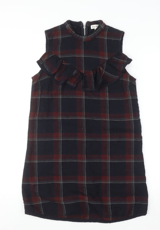 SUNO Women’s Multicoloured Wool Silk Sleeveless Shift Dress Size 8