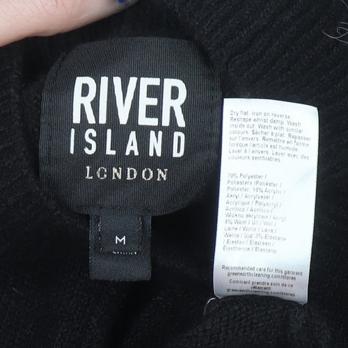 River Island Womens Black Mock Neck Long Sleeve Pullover Jumper M