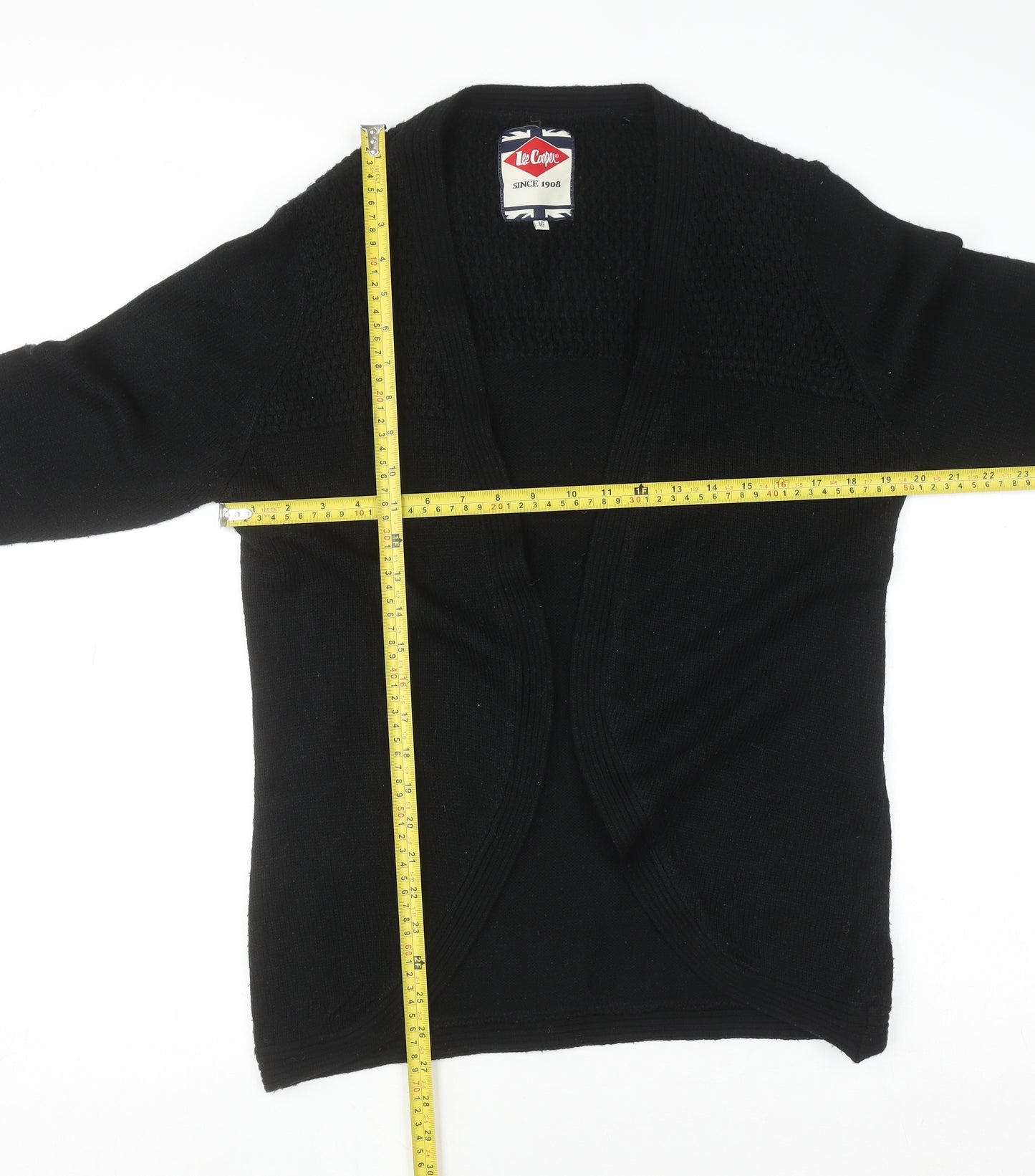 Lee Cooper Women's Black Size 16 Knit Long Sleeve Open Cardigan