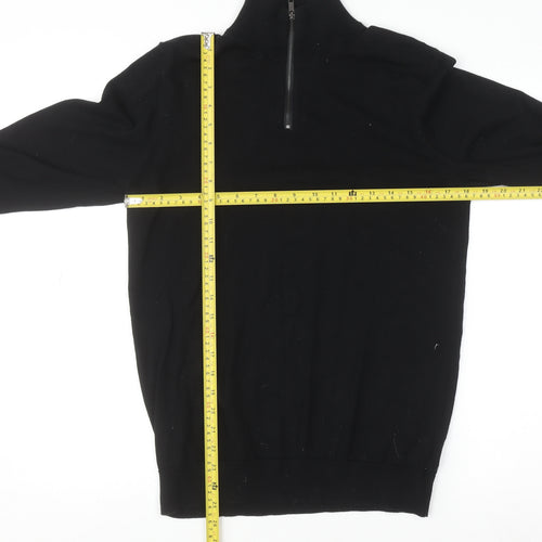 Next Men’s Black Cotton Blend 1/2 Zip High Neck Jumper Size S