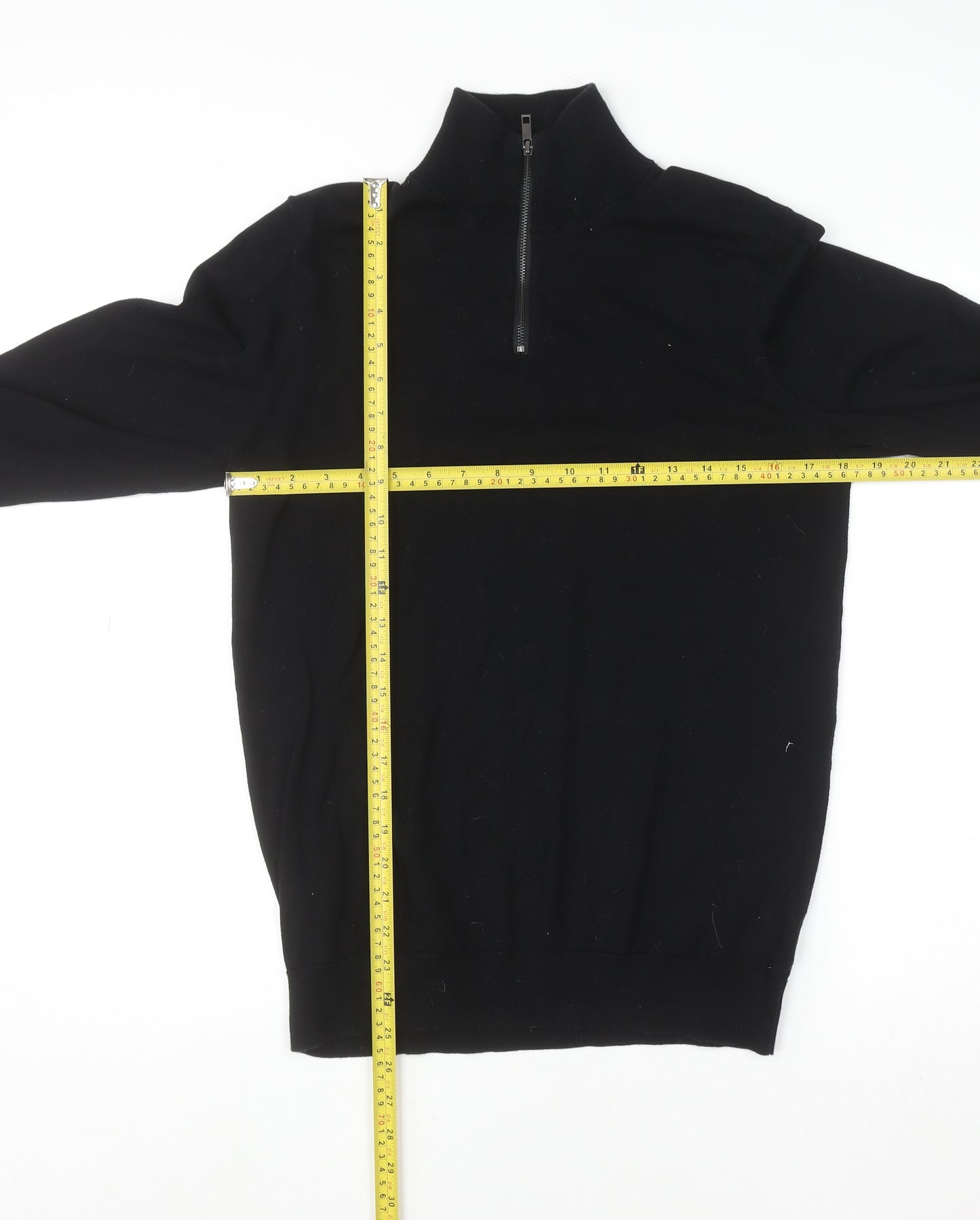 Next Men’s Black Cotton Blend 1/2 Zip High Neck Jumper Size S