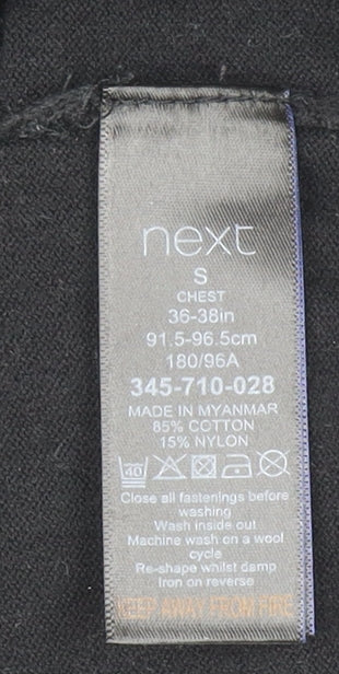 Next Men’s Black Cotton Blend 1/2 Zip High Neck Jumper Size S