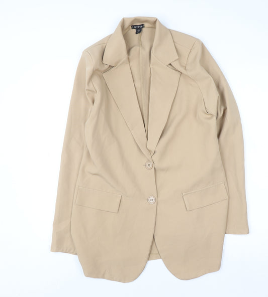 Boohoo Women Beige Long Sleeve Blazer Jacket UK 10 Classic Fit