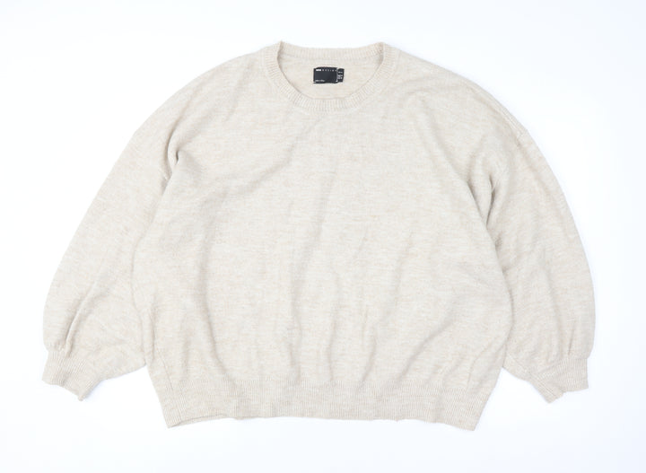 ASOS Design Women’s Beige Crew Neck Pullover Jumper Size 22