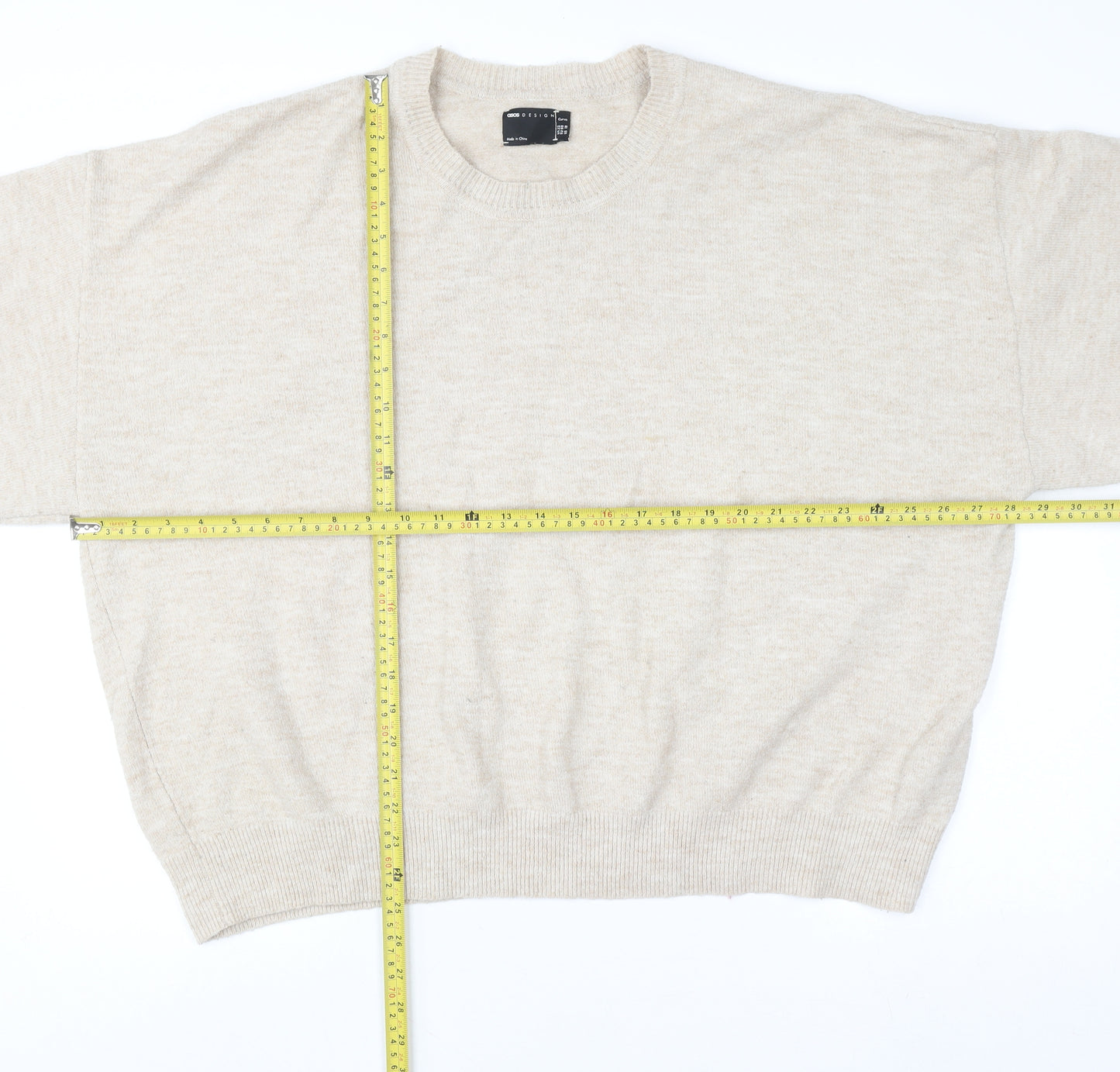 ASOS Design Women’s Beige Crew Neck Pullover Jumper Size 22