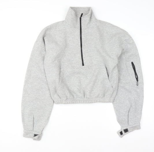 PrettyLittleThing Women’s Grey 1/2 Zip Cropped Sweatshirt Size S