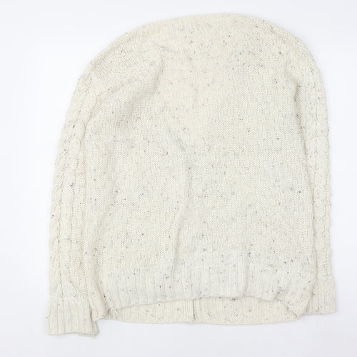 QED London Women’s Ivory Cable Knit Button Cardigan Size M