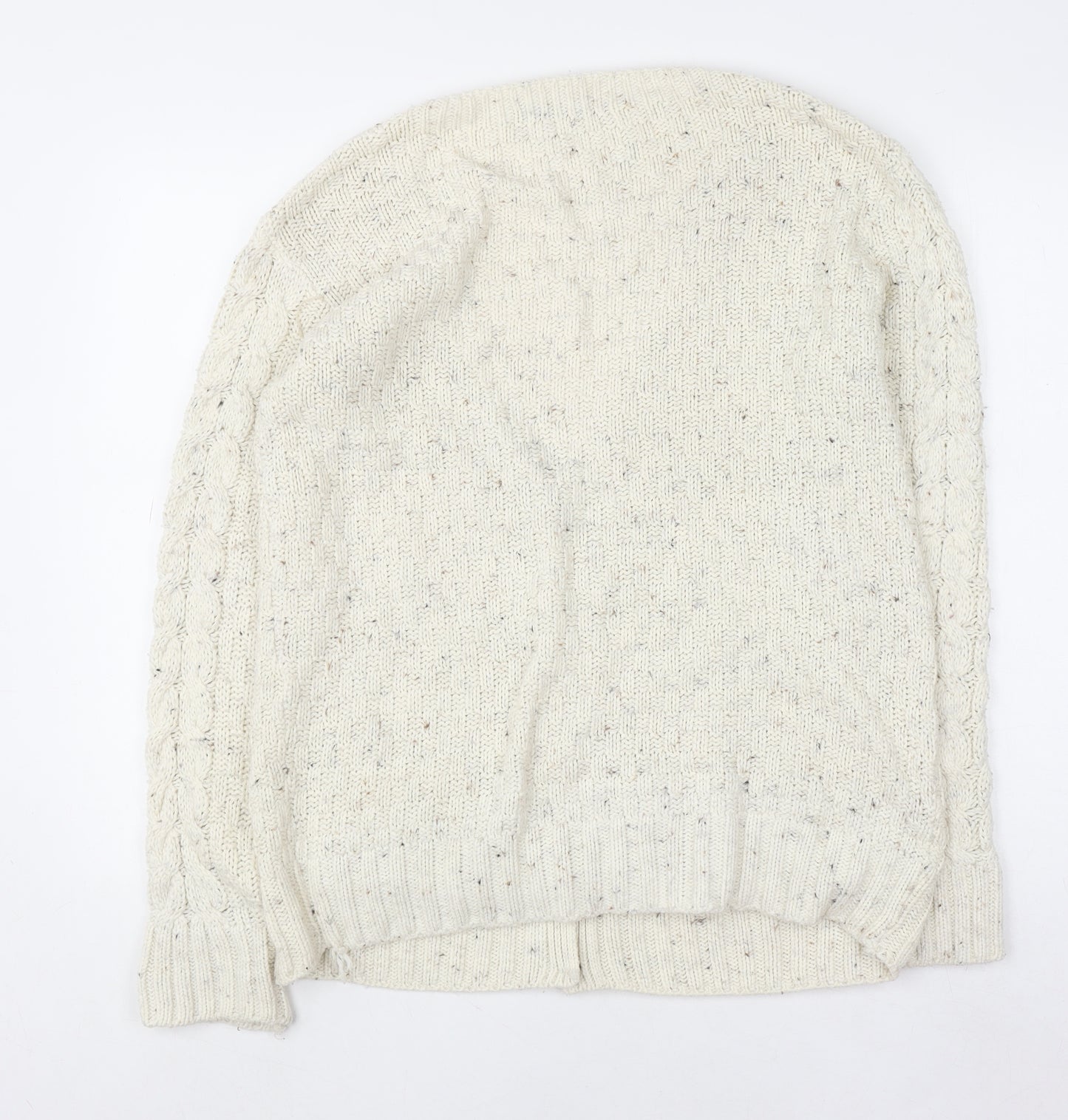 QED London Women’s Ivory Cable Knit Button Cardigan Size M