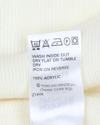 Marks and Spencer Women’s Ivory Acrylic Crew Neck Jumper UK 14