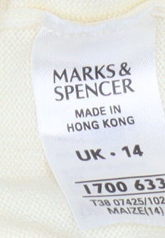 Marks and Spencer Women’s Ivory Acrylic Crew Neck Jumper UK 14