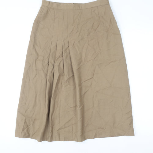 Paul Adler Women Beige Wool A-Line Midi Skirt Size 12