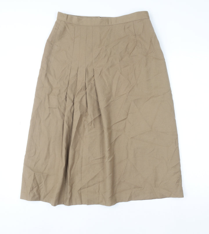 Paul Adler Women Beige Wool A-Line Midi Skirt Size 12