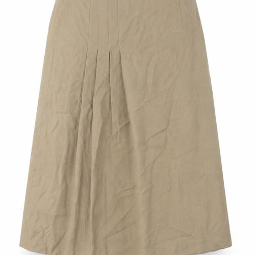 Paul Adler Women Beige Wool A-Line Midi Skirt Size 12