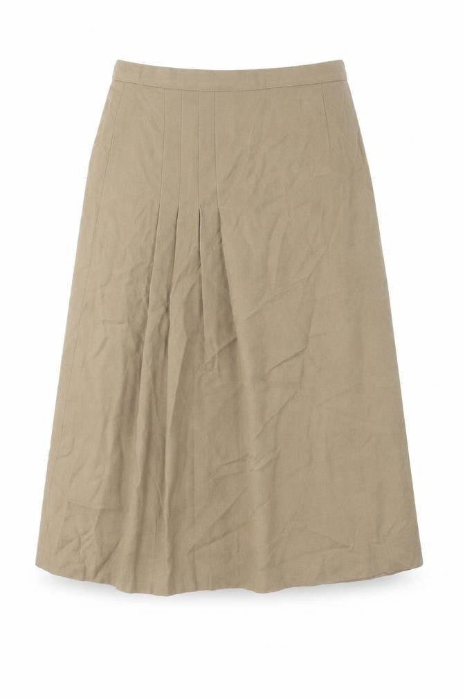 Paul Adler Women Beige Wool A-Line Midi Skirt Size 12