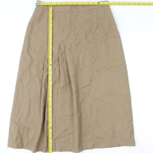 Paul Adler Women Beige Wool A-Line Midi Skirt Size 12