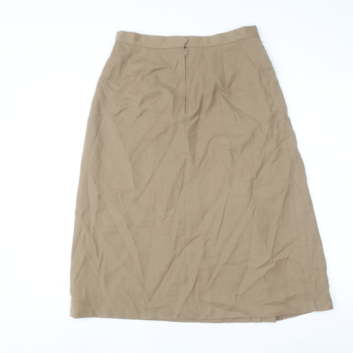 Paul Adler Women Beige Wool A-Line Midi Skirt Size 12