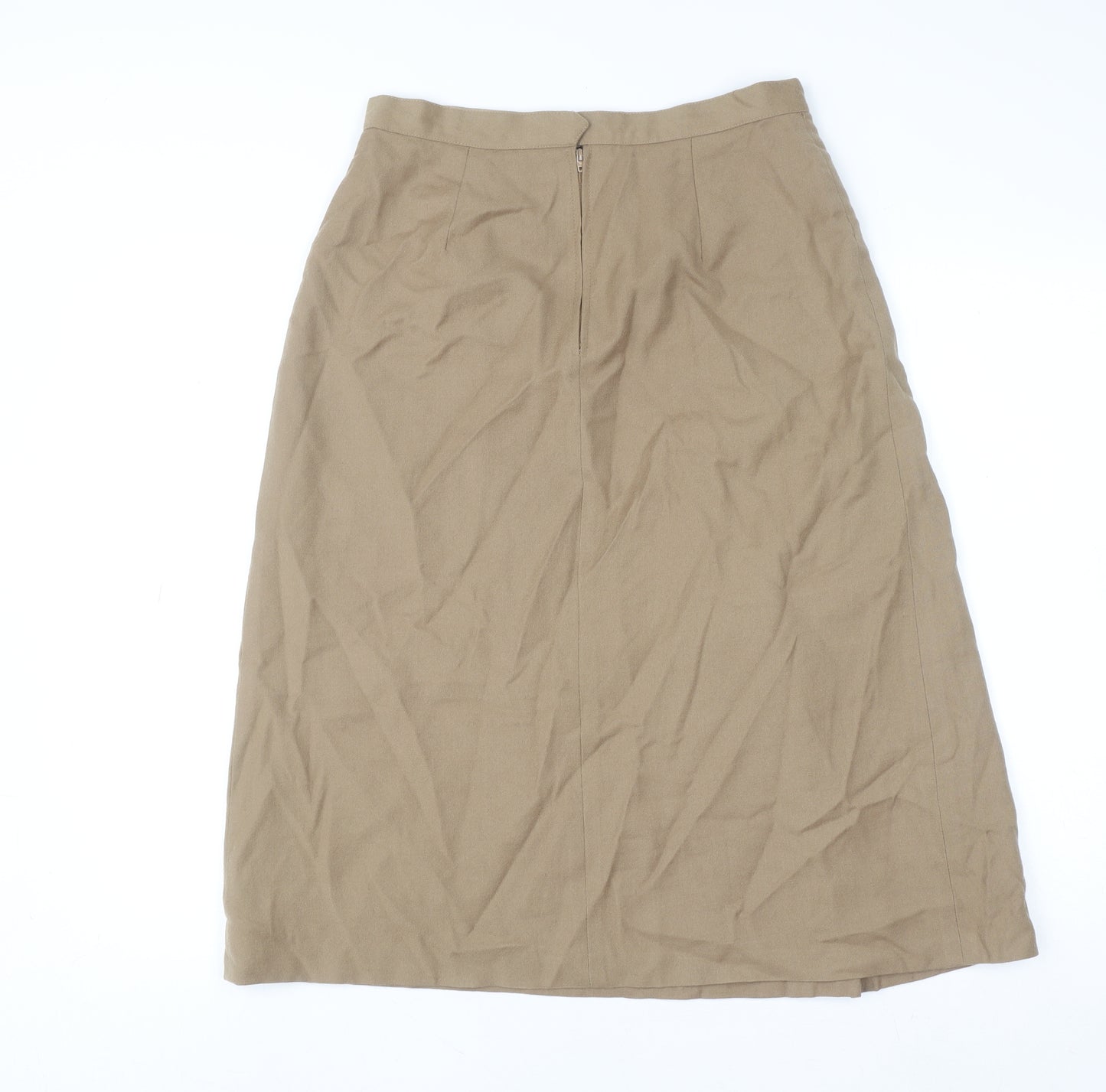 Paul Adler Women Beige Wool A-Line Midi Skirt Size 12