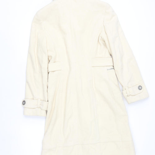 River Island Women’s Ivory Wool Coat Size 8 Long Overcoat