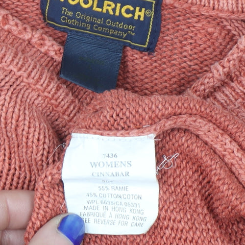 Woolrich Womens Orange Knit Pullover Jumper Size S