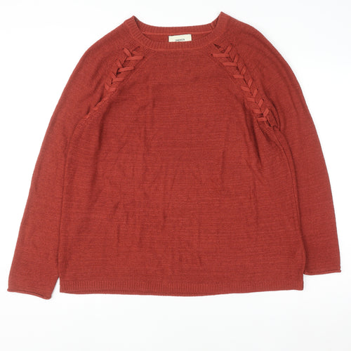 Papaya Women’s Red Knit Pullover Jumper Size L Crew Neck Long Sleeve