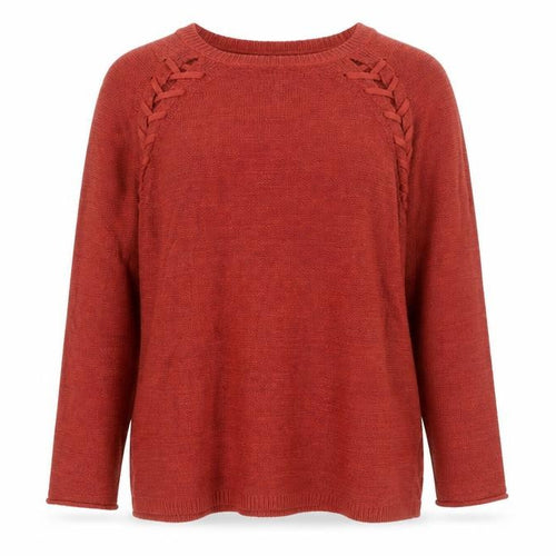 Papaya Women’s Red Knit Pullover Jumper Size L Crew Neck Long Sleeve
