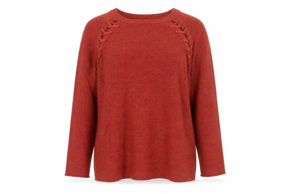 Papaya Women’s Red Knit Pullover Jumper Size L Crew Neck Long Sleeve