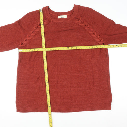 Papaya Women’s Red Knit Pullover Jumper Size L Crew Neck Long Sleeve