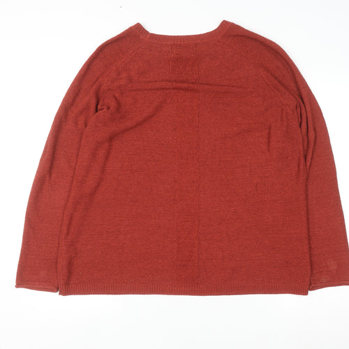 Papaya Women’s Red Knit Pullover Jumper Size L Crew Neck Long Sleeve