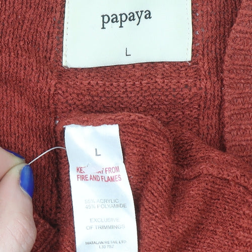 Papaya Women’s Red Knit Pullover Jumper Size L Crew Neck Long Sleeve