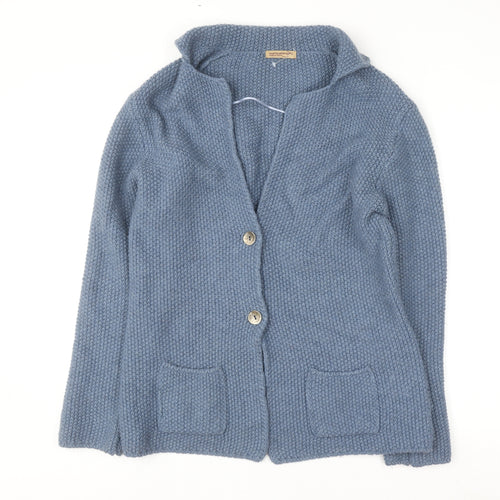 Cococi Women Blue Chunky Knit V-Neck Cardigan UK 14