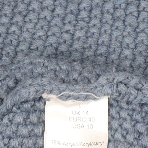 Cococi Women Blue Chunky Knit V-Neck Cardigan UK 14