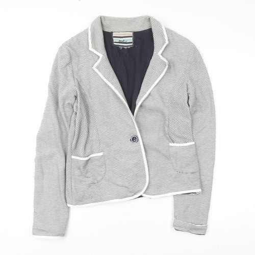 Next Women’s Grey Striped Cotton Blazer Jacket Size M