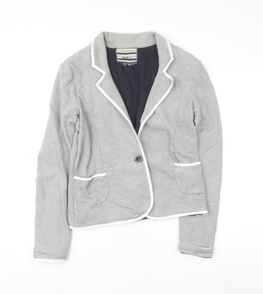 Next Women’s Grey Striped Cotton Blazer Jacket Size M