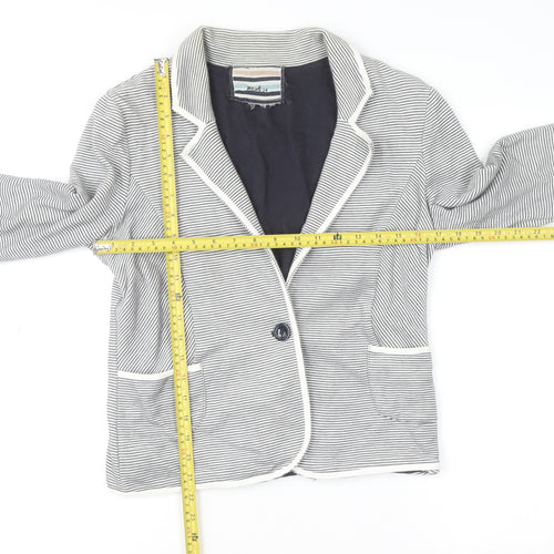 Next Women’s Grey Striped Cotton Blazer Jacket Size M