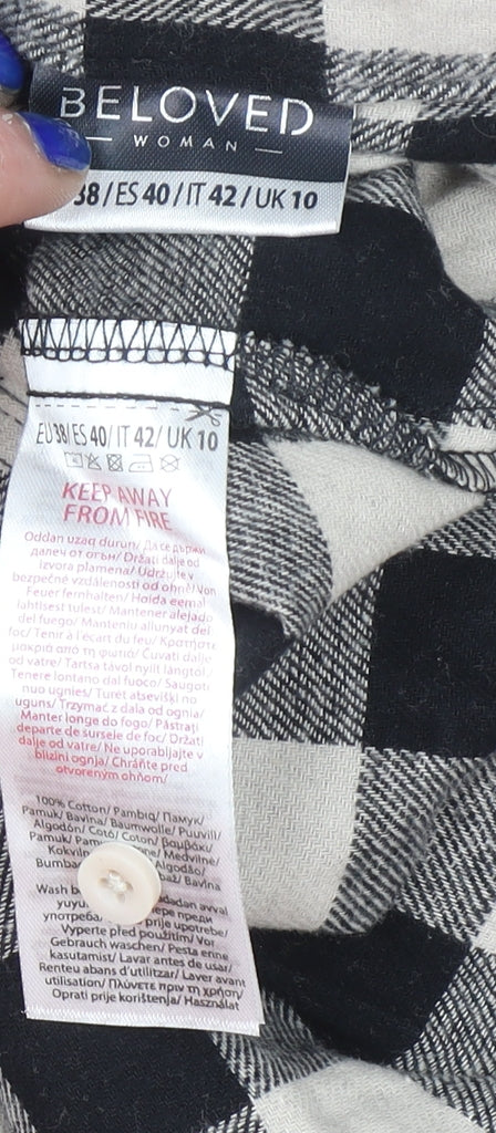 Beloved Women’s Black Check Flannel Button-Up Shirt Size 10
